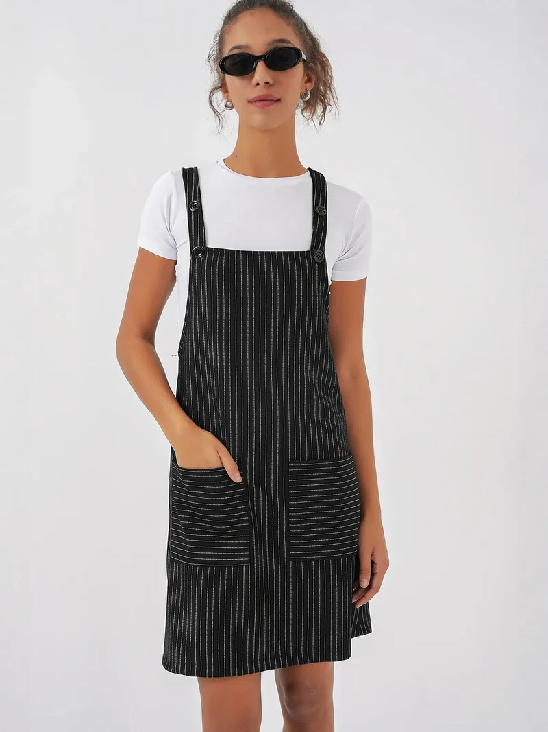 بيغ دارت BDART Mini Striped Dress with Square Collar and Pocket